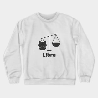 Libra Cat Zodiac Sign with Text (Black and White) Crewneck Sweatshirt